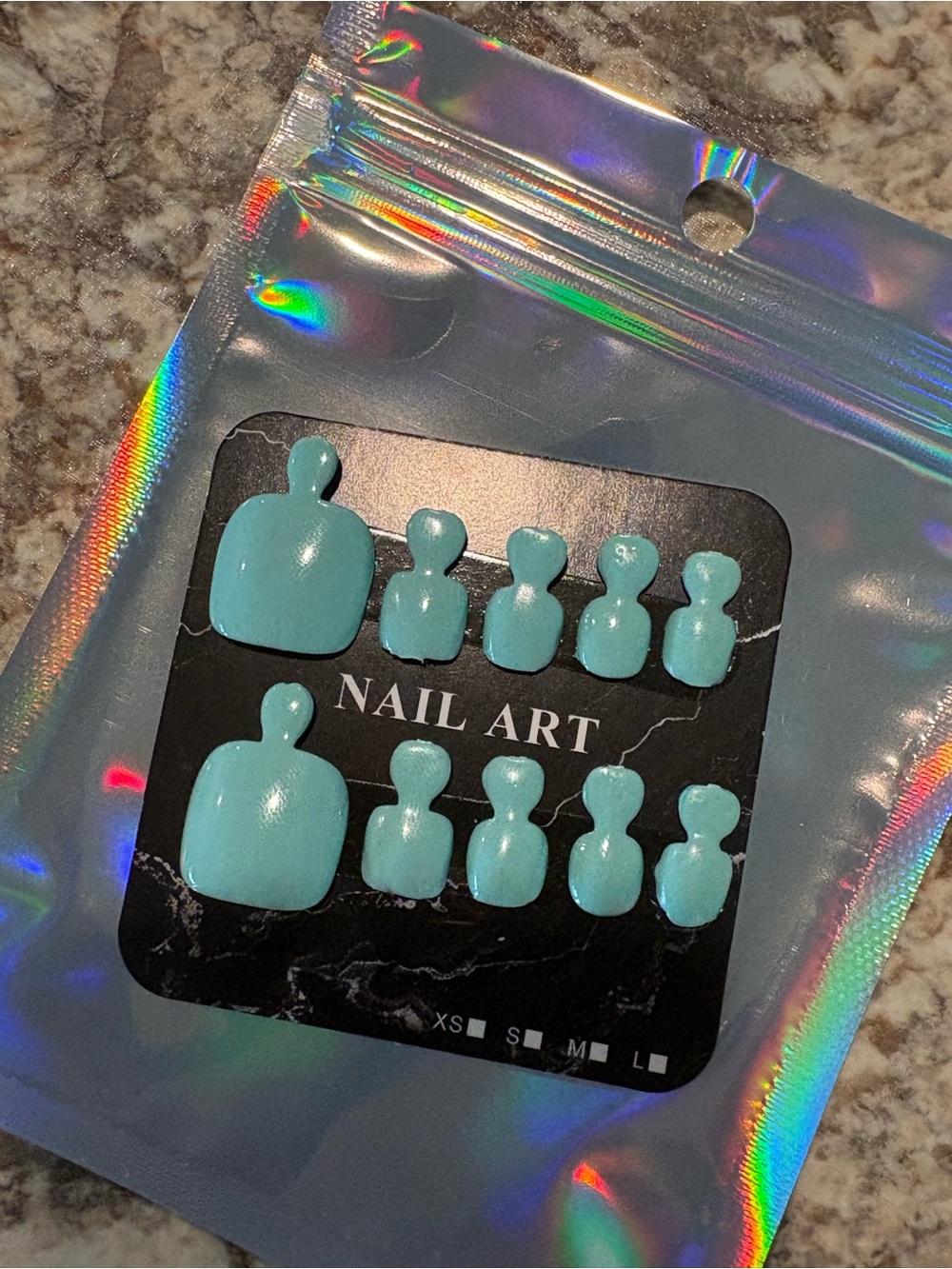 Aqua Press-On Toe Nails - Nail Art